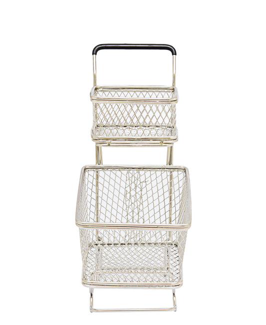 Kitchen Life Double Basket Shopping Trolley - Gold