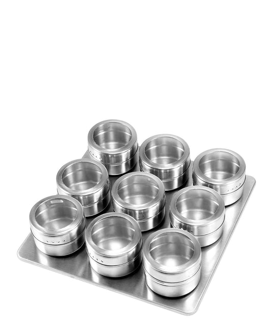 MasterPro 10 Piece Spice Rack With Magnet  - Silver