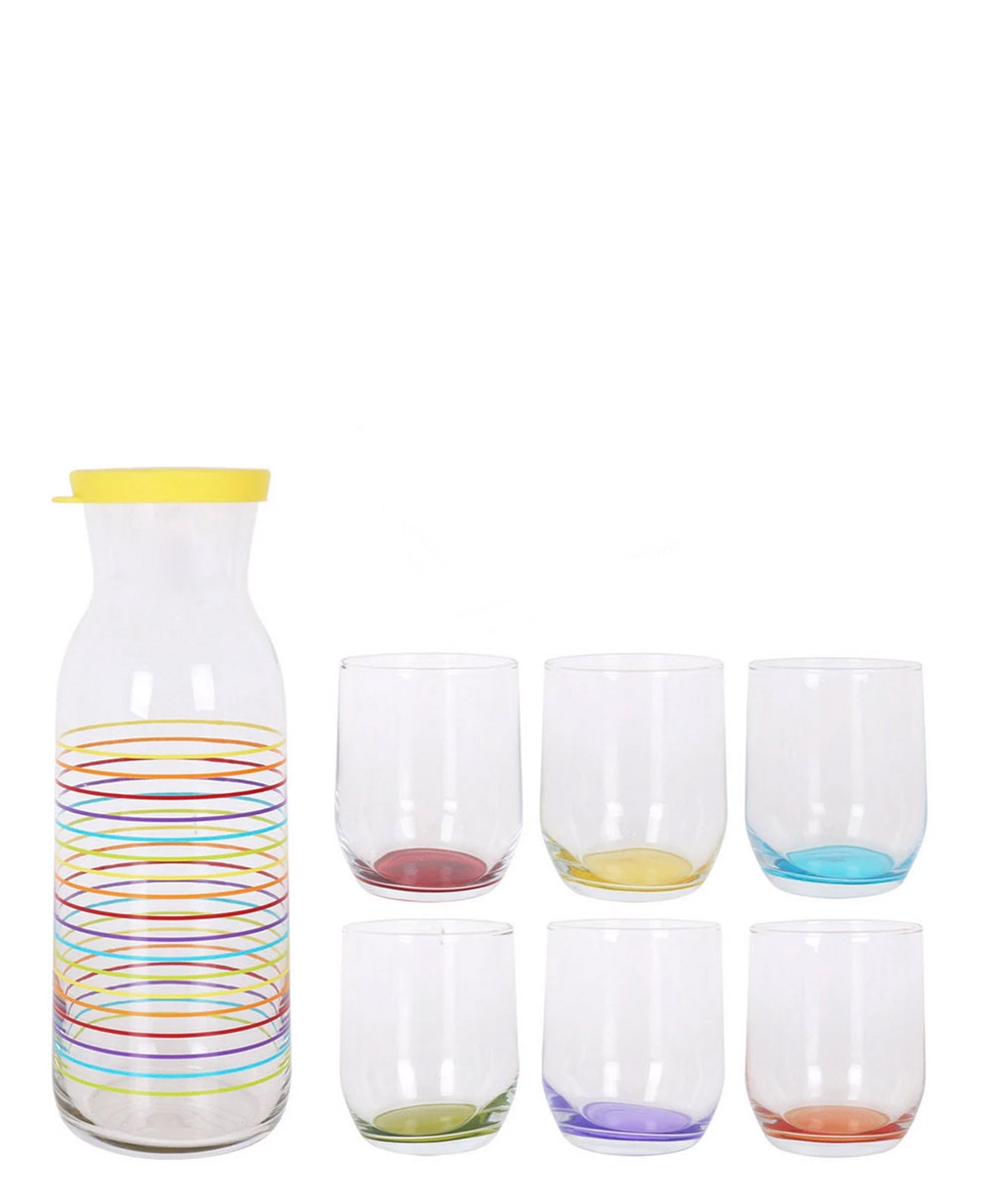 Kitchen Life 7 Piece Glassware Set - Clear With Colourful Print