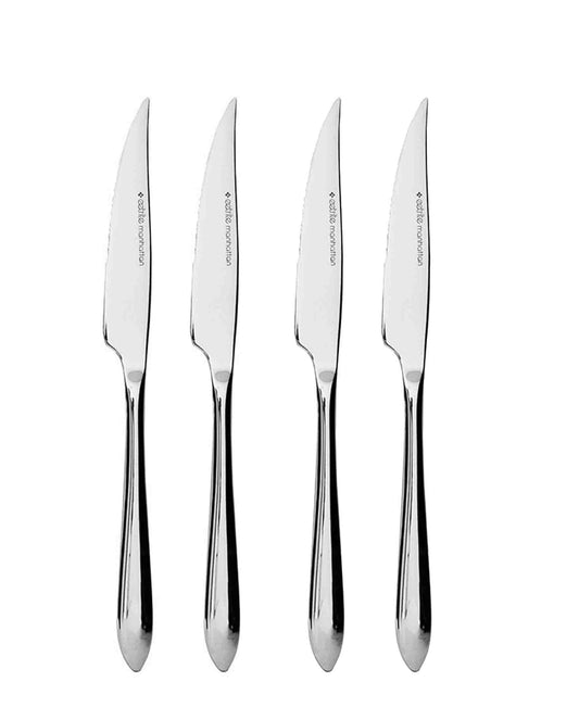 Eetrite 4 Pack Slimline Steak Knife Set - Silver