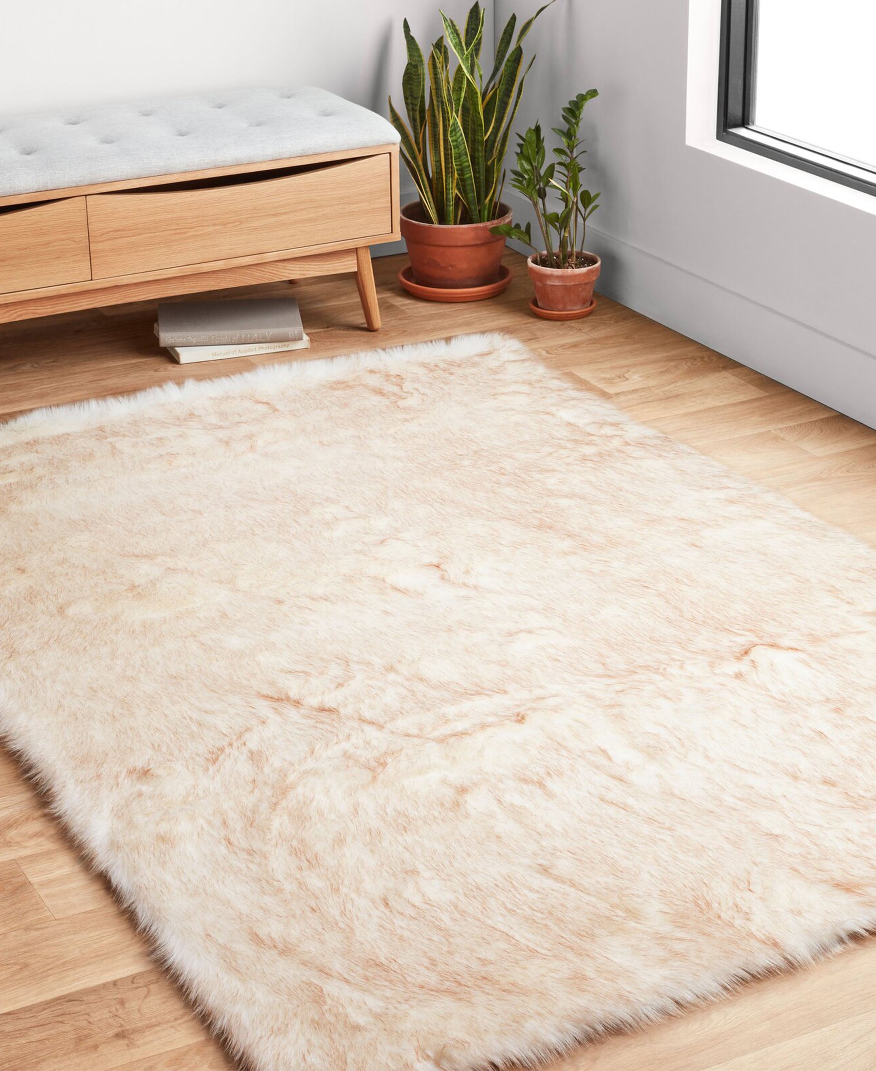 Sonna 1200mm x 1600mm Faux Fur Carpet with 3d gel backing - Beige