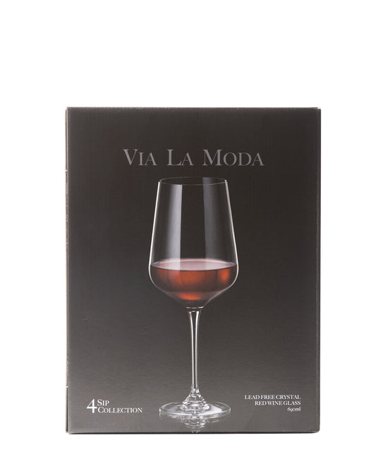 Via La Moda 4 Piece Red Wine Glass Set - Transparent