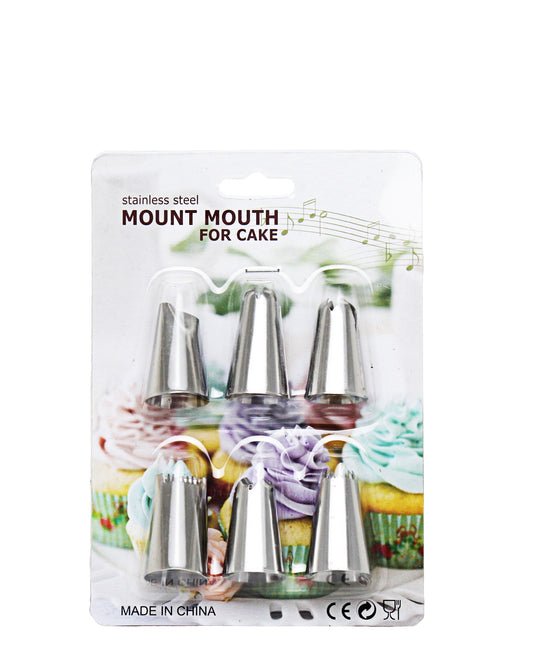 Kitchen Life Mount Mouth For Cake 6 Piece - Silver