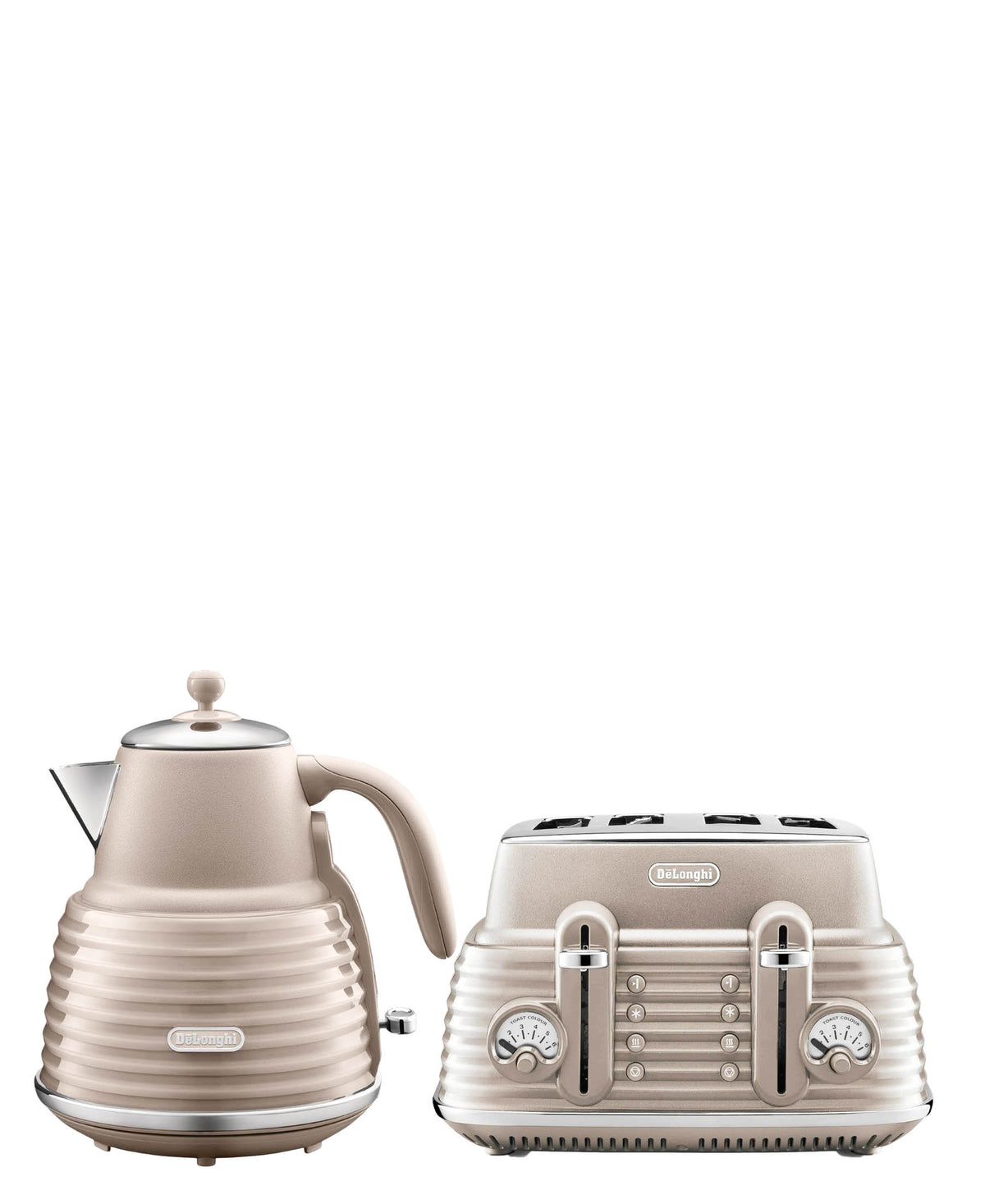 DeLonghi Scultura Scolpito Kettle & Toaster Breakfast Pack Beige