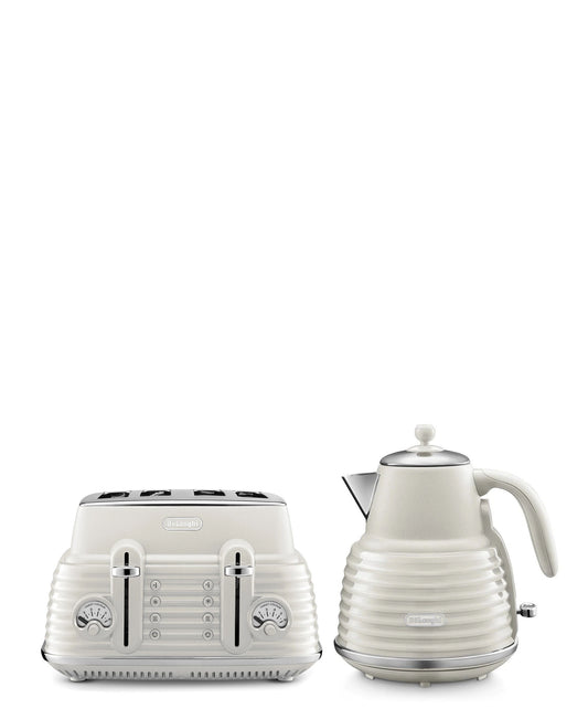 DeLonghi Scultura Scolpito Kettle & Toaster Breakfast Pack - White