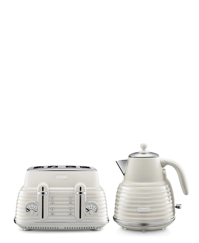 DeLonghi Scultura Scolpito Kettle & Toaster Breakfast Pack White