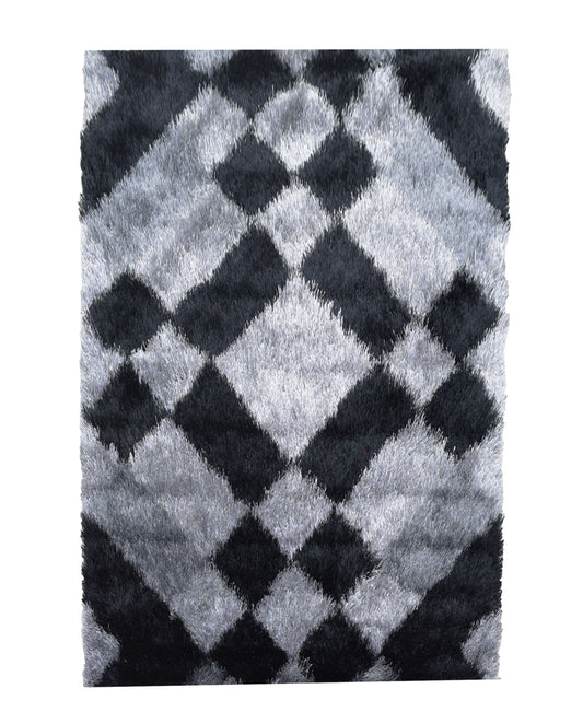 Shaggy Diamante Carpet 1600mm x 2200mm - Black & Grey