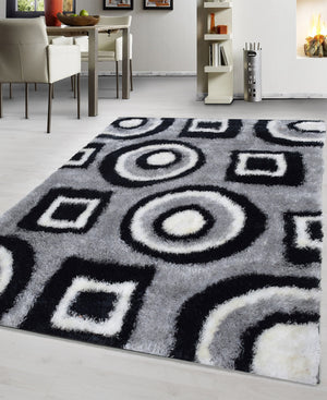Shaggy Maze Carpet 1200mm x 1600mm - Black