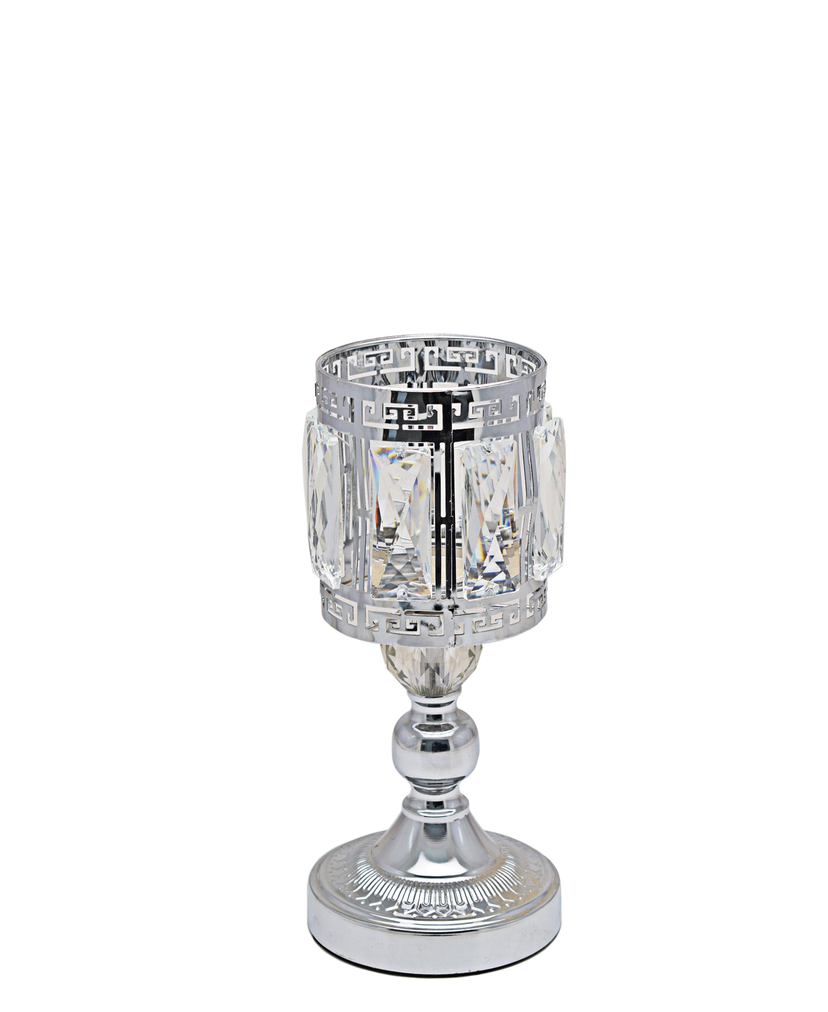 Majestic Crystal Small Candle Holder - Silver