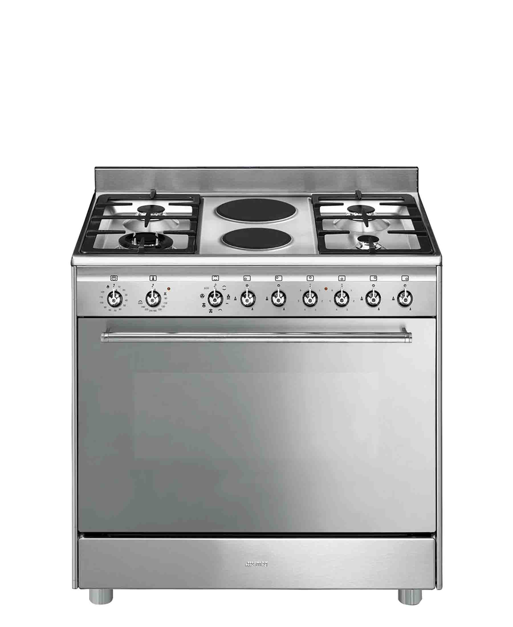 Smeg 90cm Gas & Electric Cooker Classica Silver The Culinarium