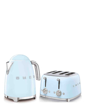 Smeg Retro 4 Slice Square Toaster & Kettle Combo - Blue