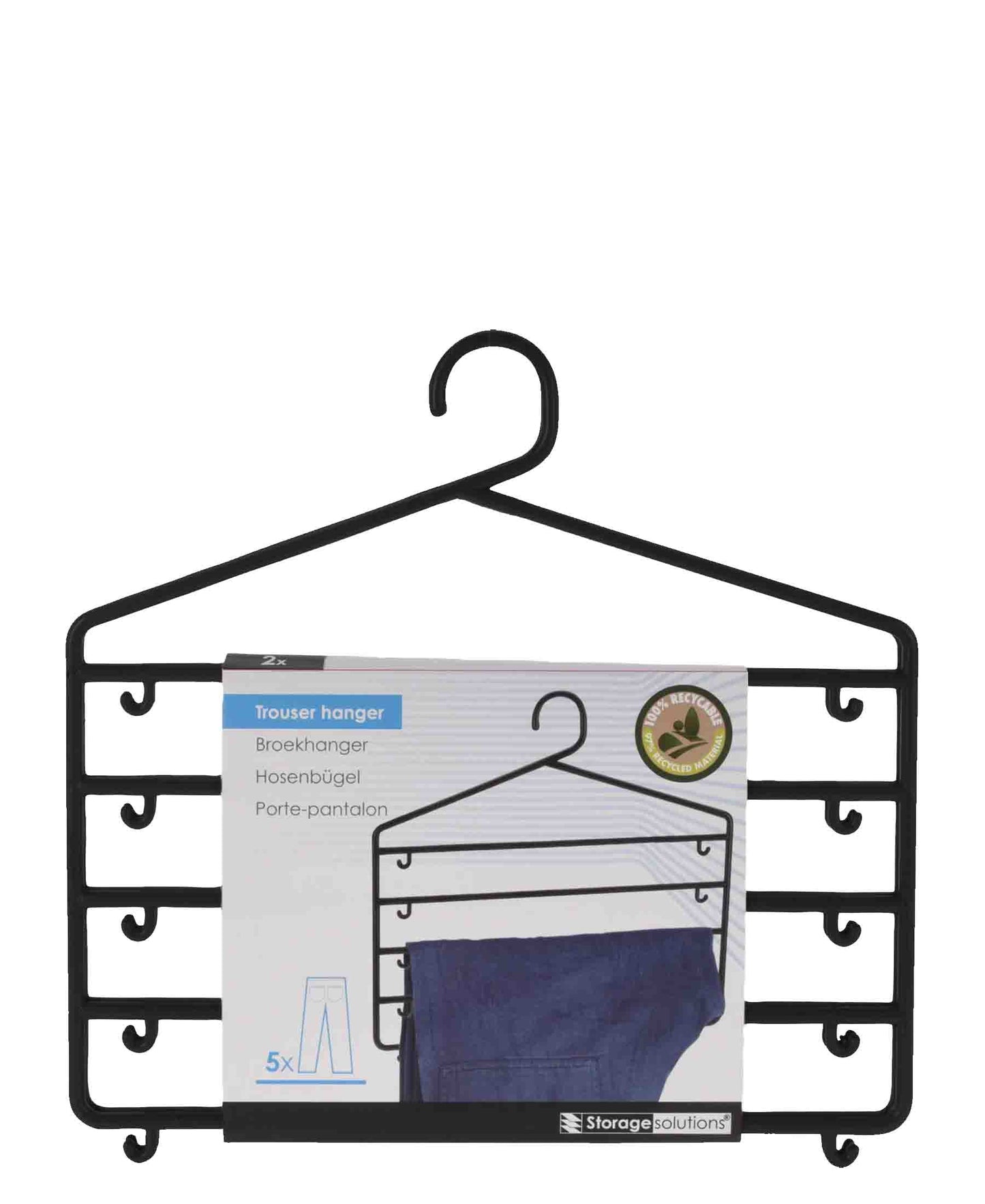 Storage Solutions Trouser Hanger 2 Piece - Black