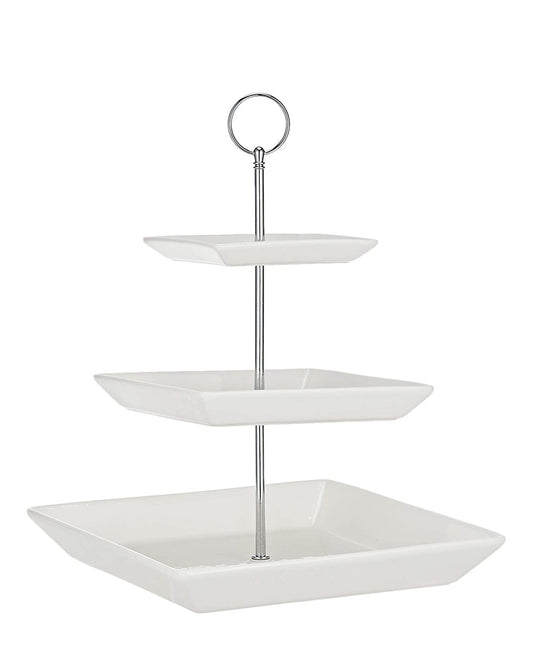 Symphony 3 Tier Square Cake Stand - White