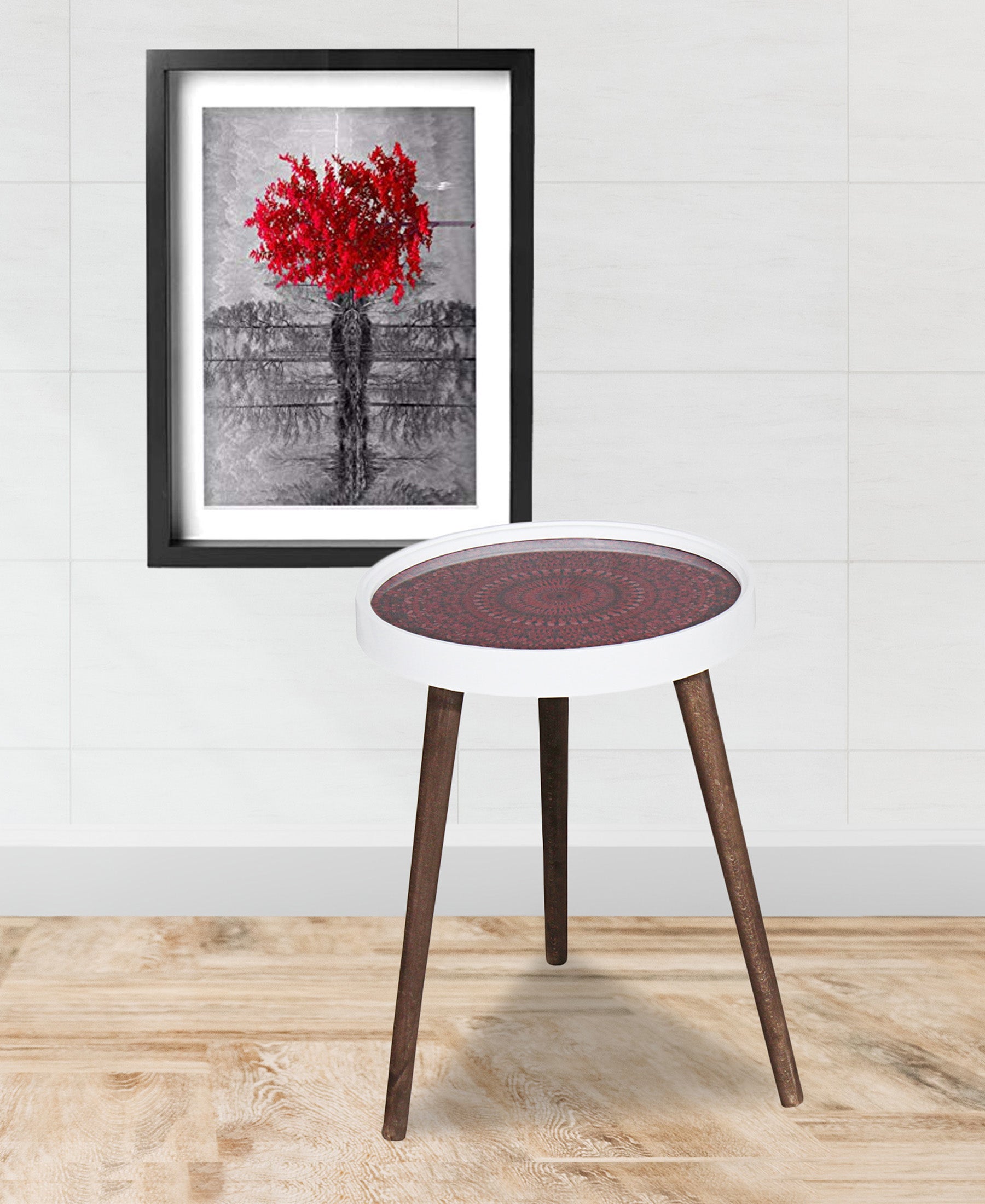 Exotic Designs Side Table - Red & Brown×2