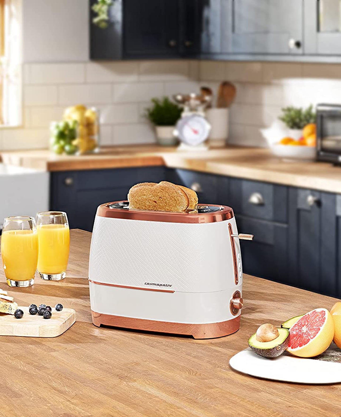 Beko Cosmopolis 2 Slice Toaster - White & Rose Gold