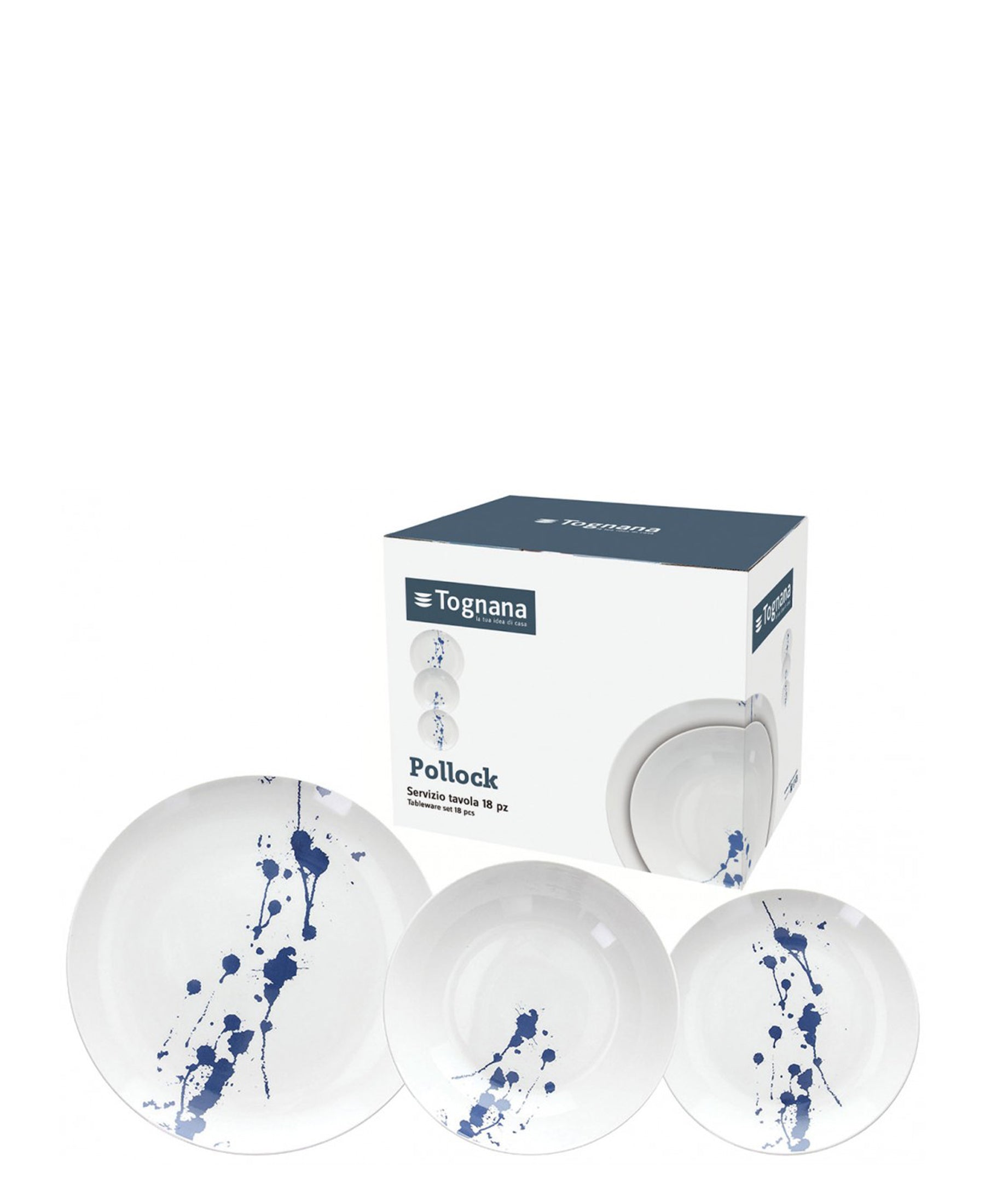 Tognana Pollock 18 Piece Dinner Set - White And Blue