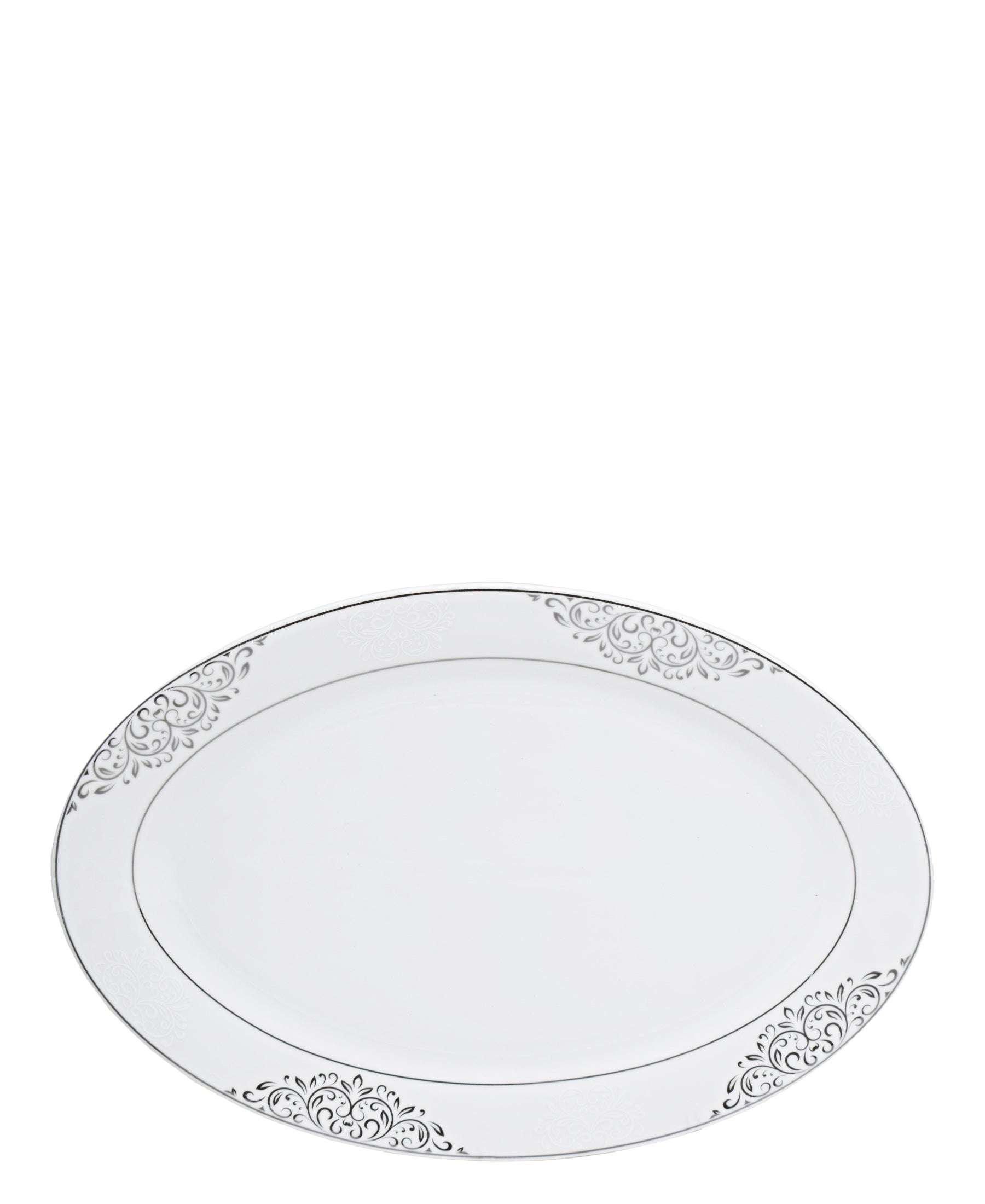 Table Pride 47 Piece Dinner Set - White With Black Floral Print