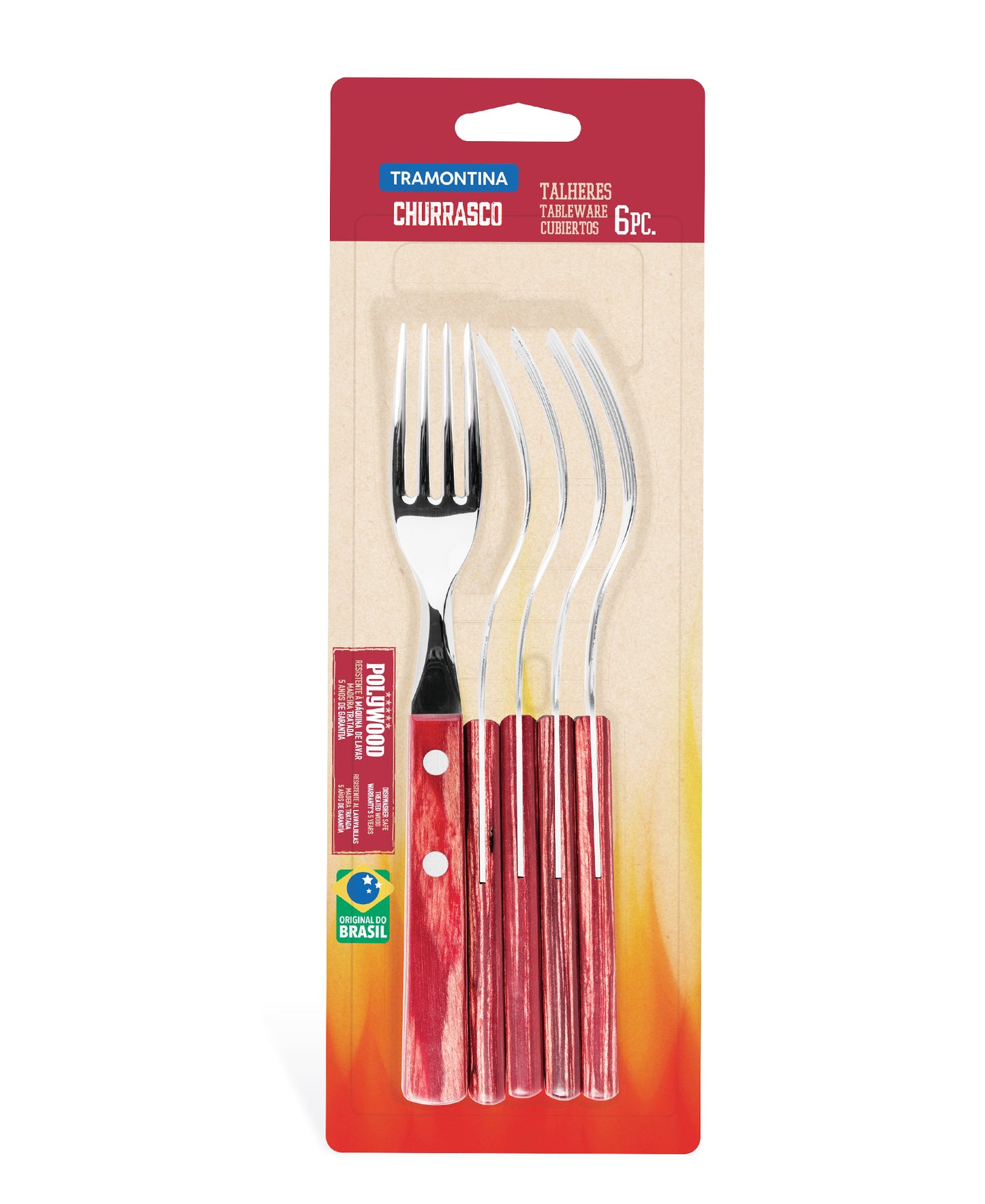 Tramontina 6 Piece Table Forks - Red