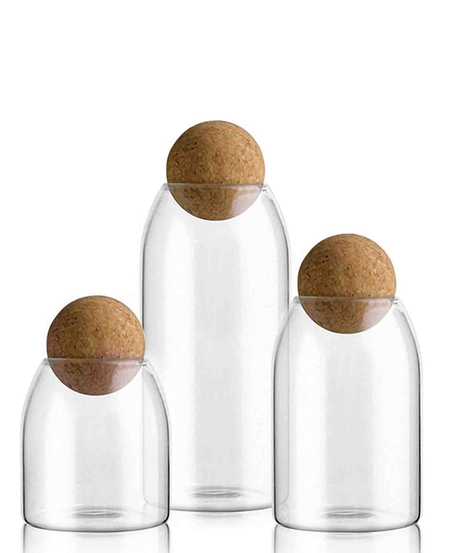 Turin Glass Cork 3 Piece Storage Container - Clear