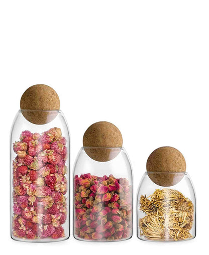 Turin Glass Cork 3 Piece Storage Container - Clear