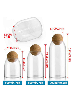 Turin Glass Cork 3 Piece Storage Container - Clear