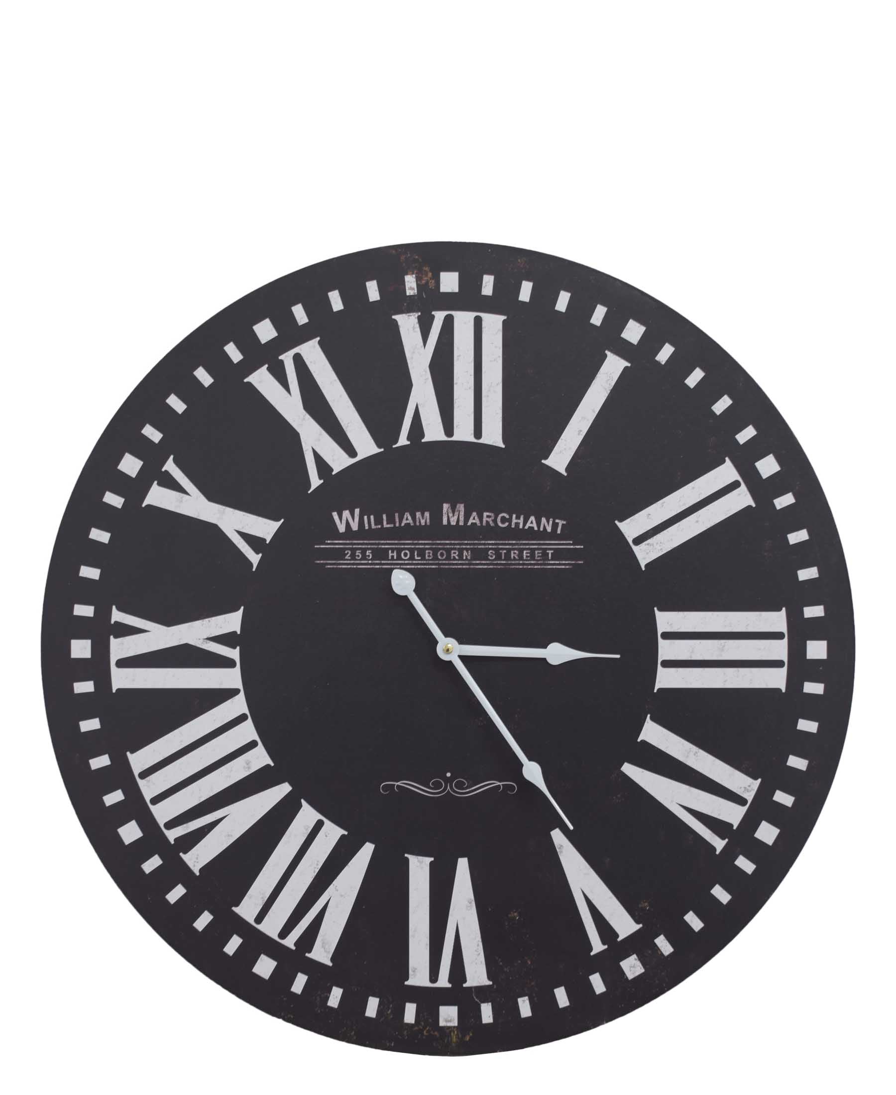 William Merchant Shabby Elegance 60cm Wall Clock - Black & White
