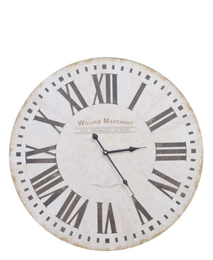 William Merchant Shabby Elegance 60cm Wall Clock - White & Black