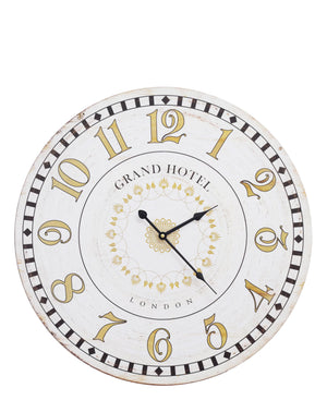 Grand Hotel London Shabby Elegance 60cm Wall Clock - White & Gold