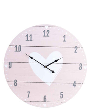 Heart Shaped Shabby Elegance 55CM Wall Clock - Pink & Black