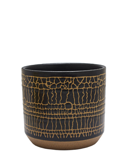 Urban Decor Round Vase - Black & Gold 17cm