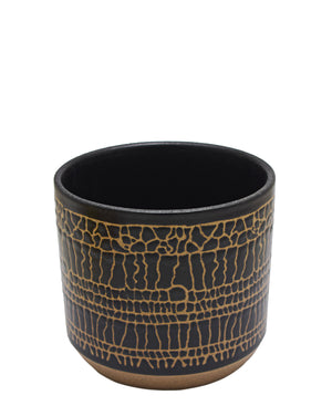 Urban Decor Round Vase - Black & Gold 17cm