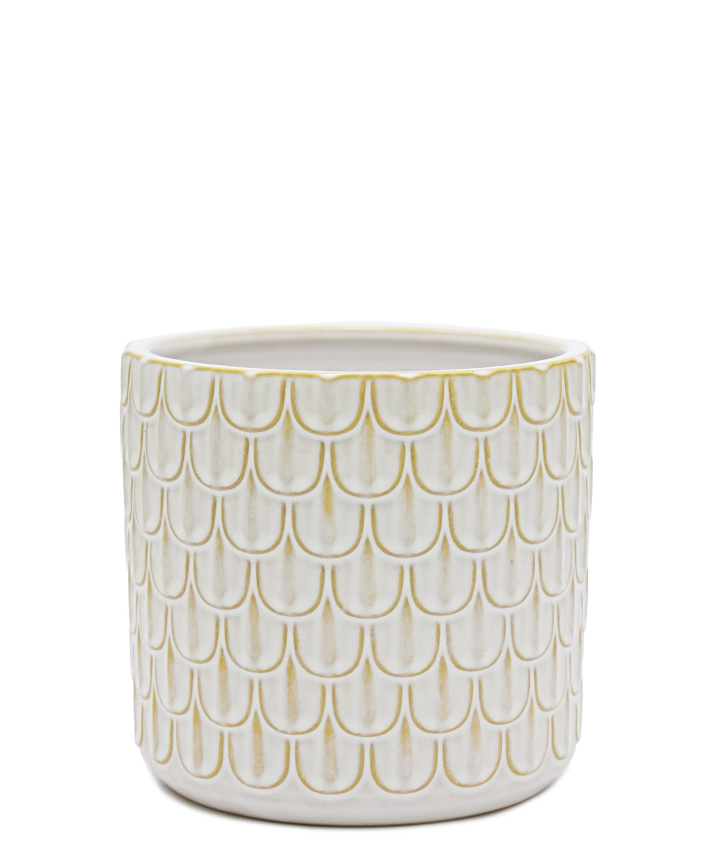 Urban Decor Textured Pot - Cream & Gold