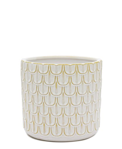 Urban Decor Textured Pot - Cream & Gold