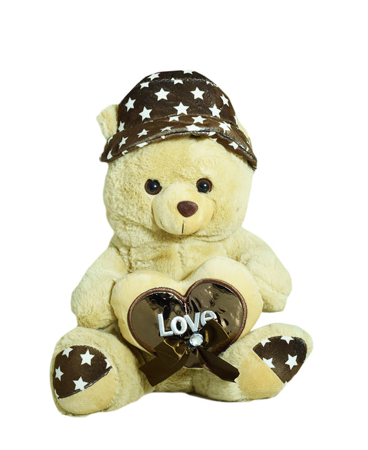 Lovers Design Teddy Bear With Heart - Cream
