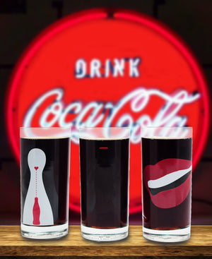 Retro Coca Cola Glass Set Of 3 - Clear