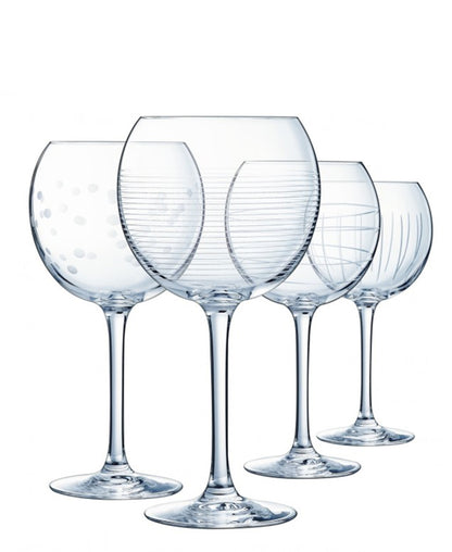 Eclat Illumination Balloon Stem Glass Set Of 4 - Clear