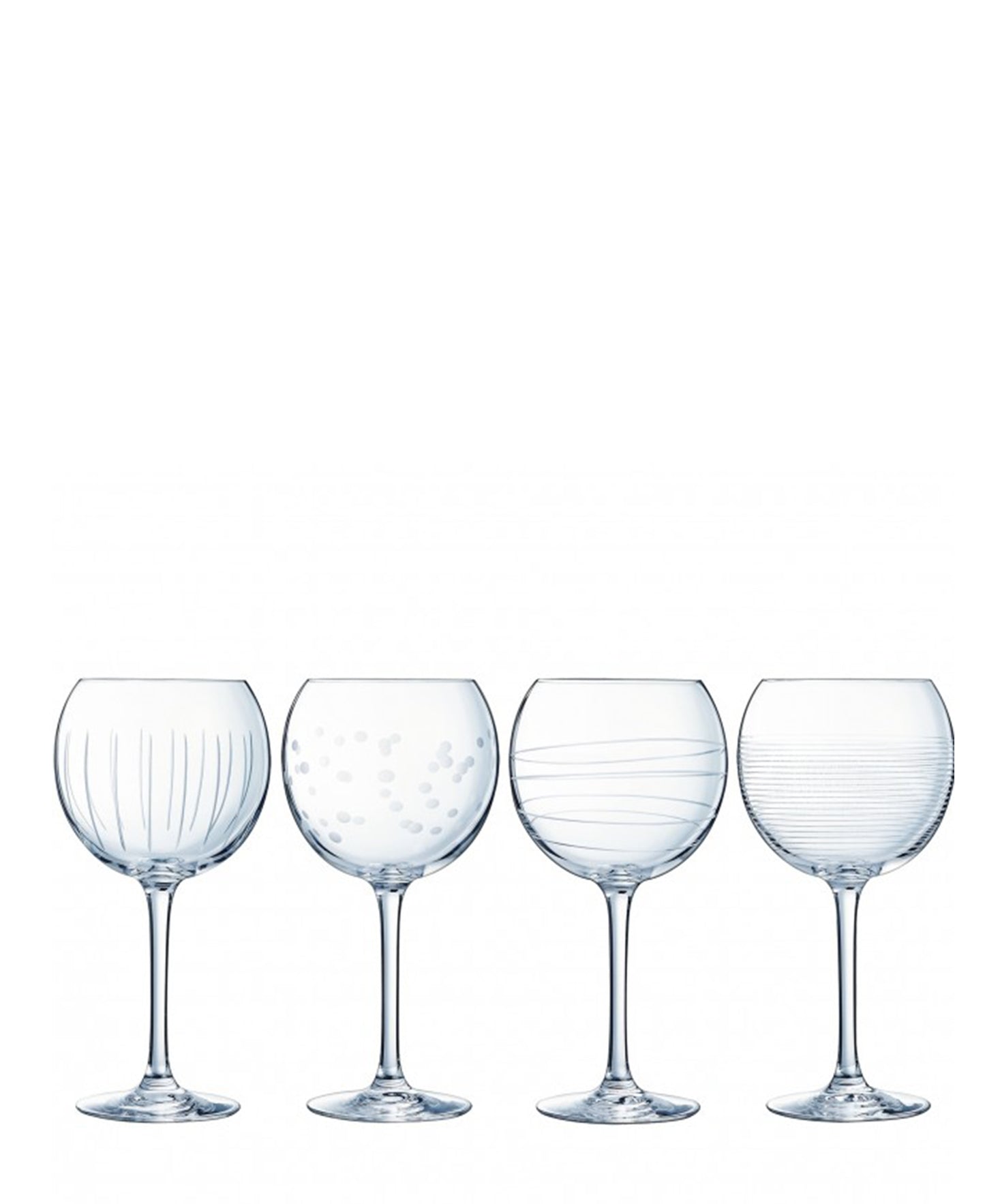 Eclat Illumination Balloon Stem Glass Set Of 4 - Clear