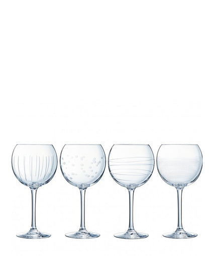 Eclat Illumination Balloon Stem Glass Set Of 4 - Clear