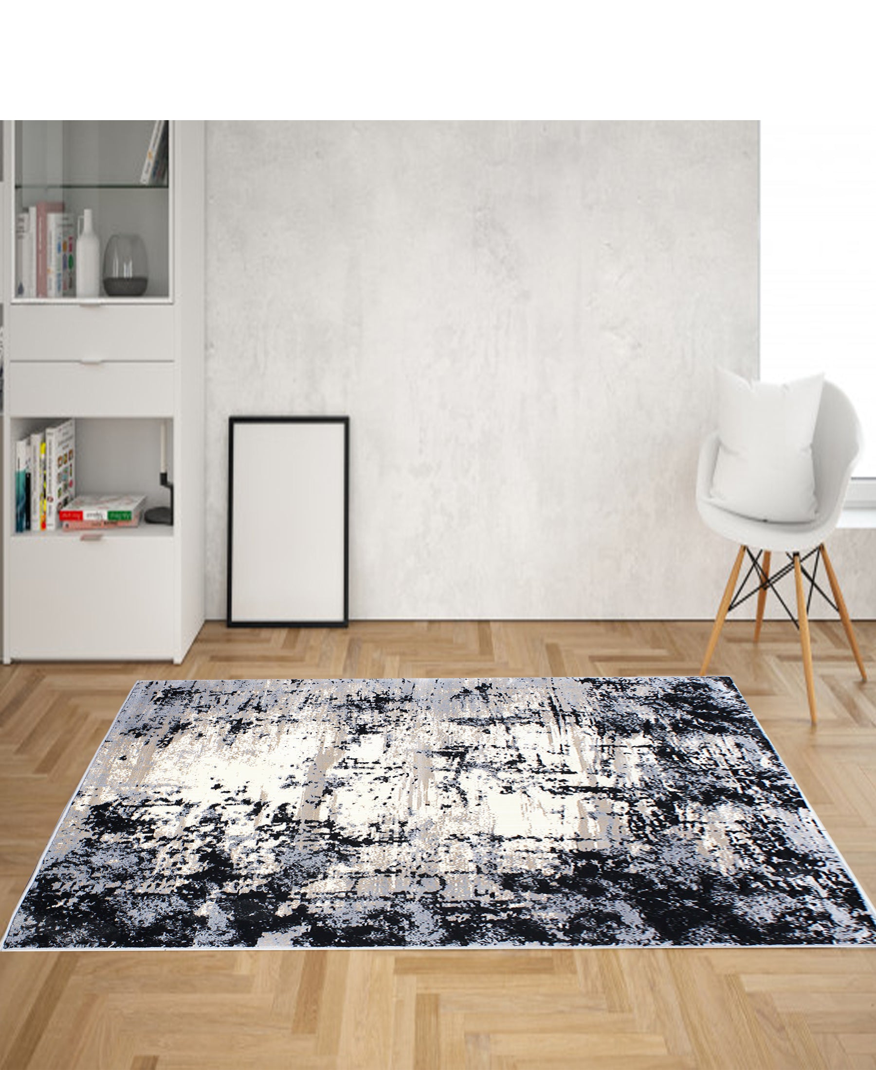 Damascus Shady Carpet 500mm x 800mm - Black & Grey