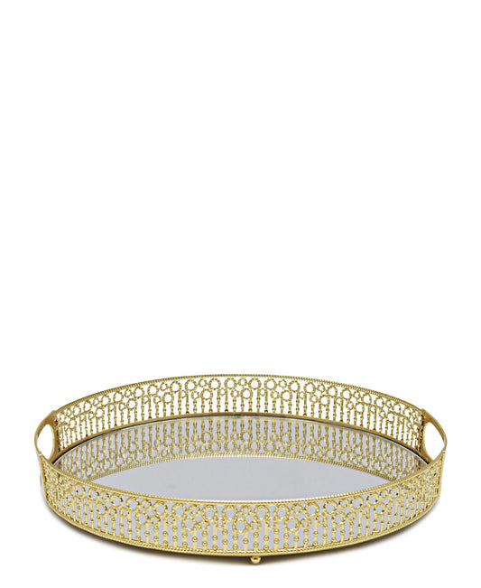 Bursa Collection Designer Tray With Handles - Gold