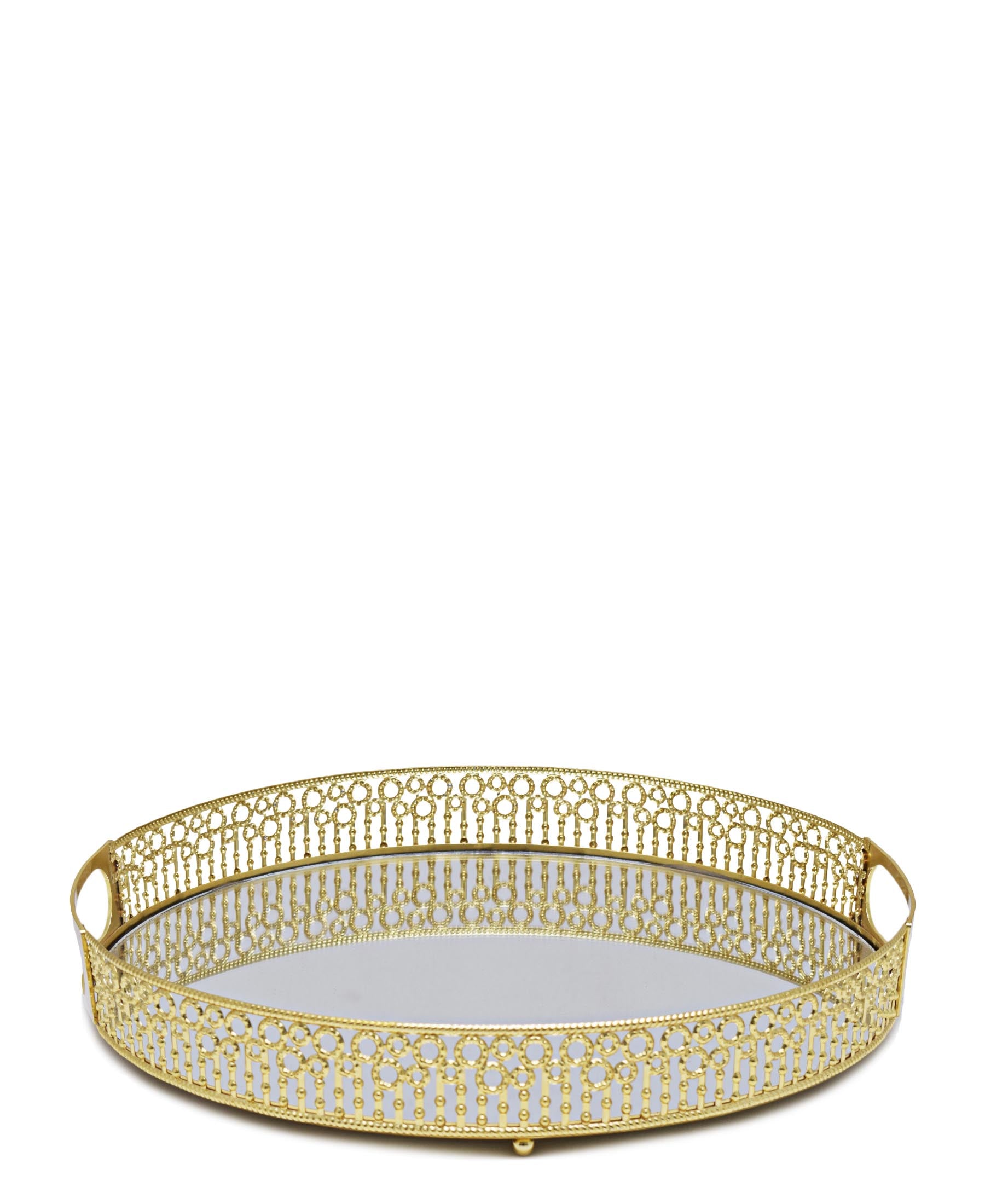 Bursa Collection Designer Tray With Handles - Gold
