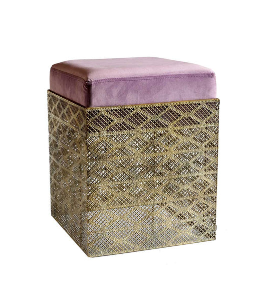 Exotic Designs Metal Russian Square Stool - Lilac