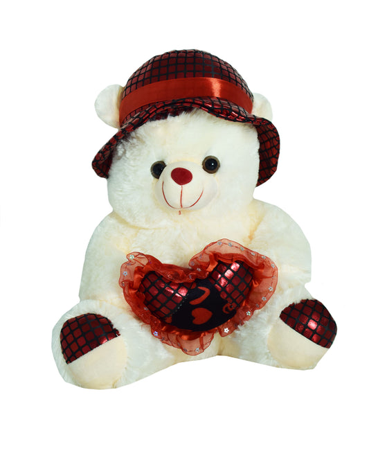 Lovers Design Teddy Bear With Heart - White